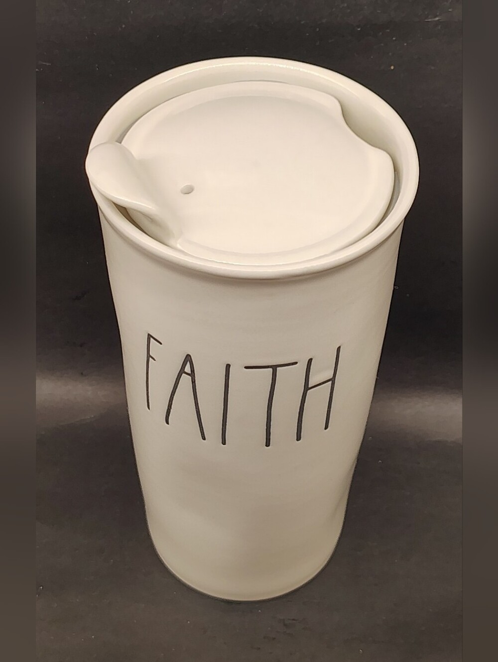 Rae Dunn White Ceramic Coffee Tea Tumbler with BOSS Text NWOT